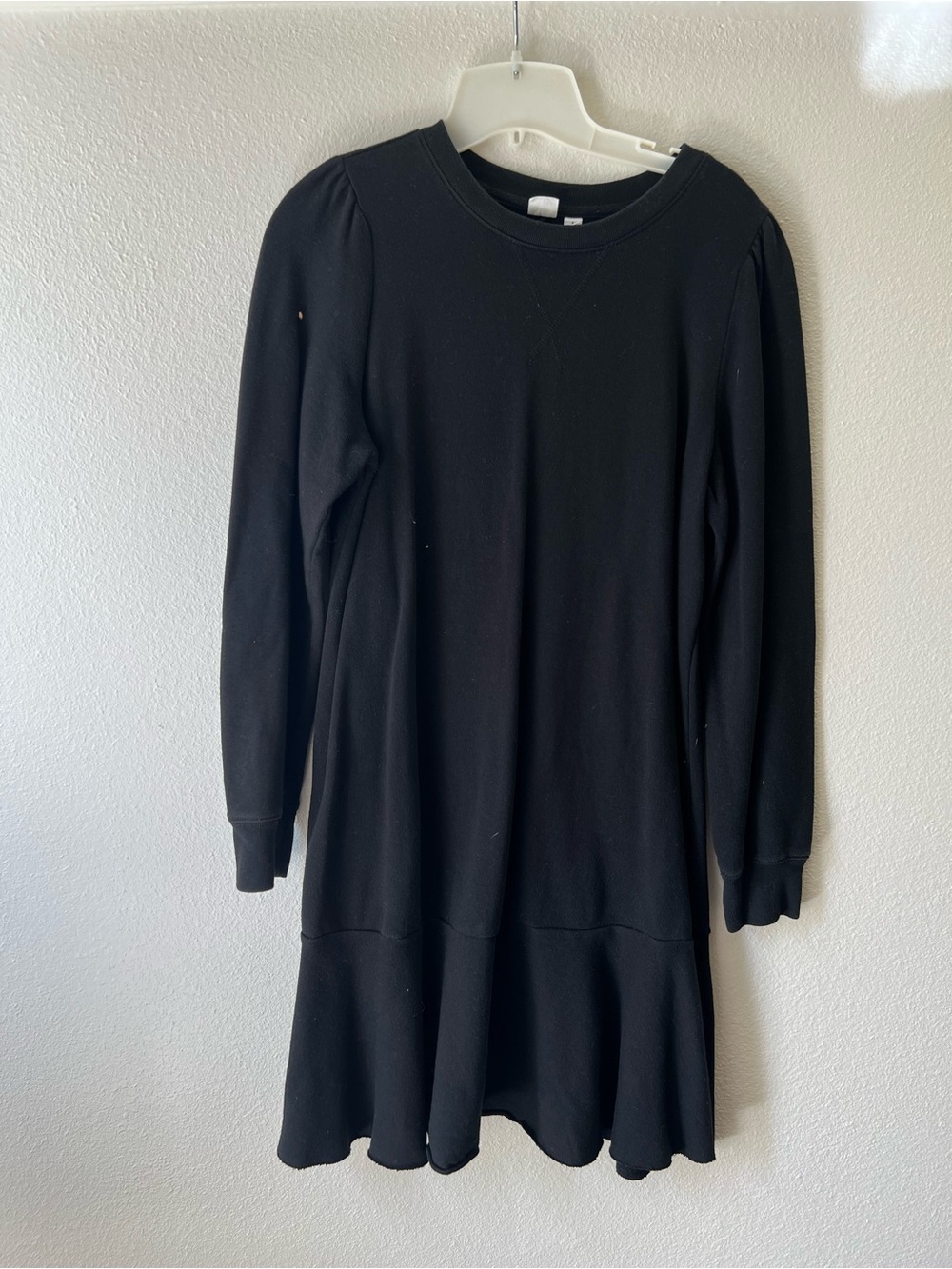 GAP Black Long Sleeve Ruffle Hem Dress
